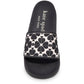Olympia Womens Embossed Open Toe Slide Sandals