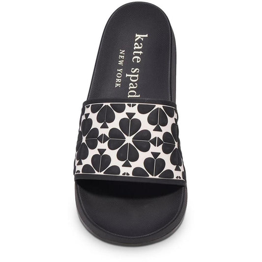 Olympia Womens Embossed Open Toe Slide Sandals