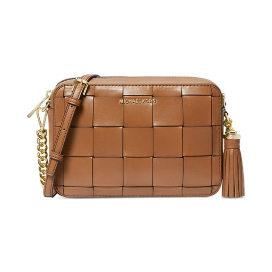 Jet Set Medium Woven Leather Camera Bag
