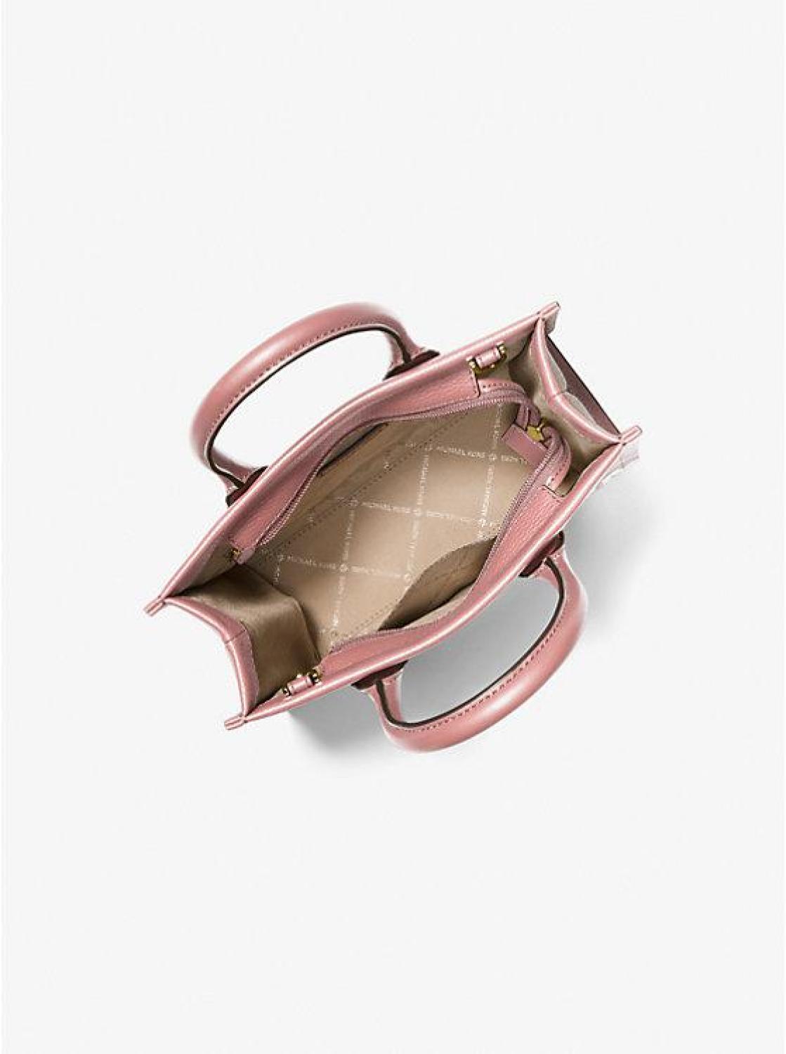 Mirella Small Logo Embossed Pebbled Leather Crossbody Bag