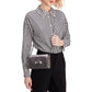Morgan Bow Embellished Metallic Leather Flap Chain Wallet