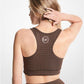 Reversible Logo and Leopard Nylon Blend Racerback Sports Bra