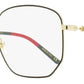 Gucci Women's Octagonal Eyeglasses GG0396O 001 Gold/Black/Green/Red 56mm