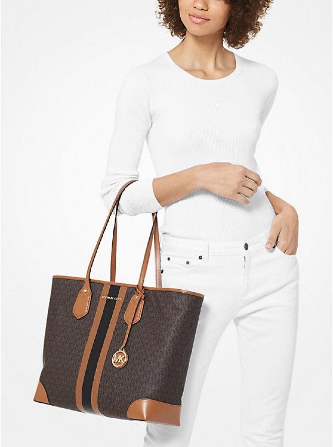 Eva Large Logo Stripe Tote Bag