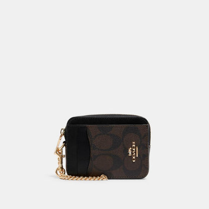 Coach Outlet Zip Card Case In Signature Canvas