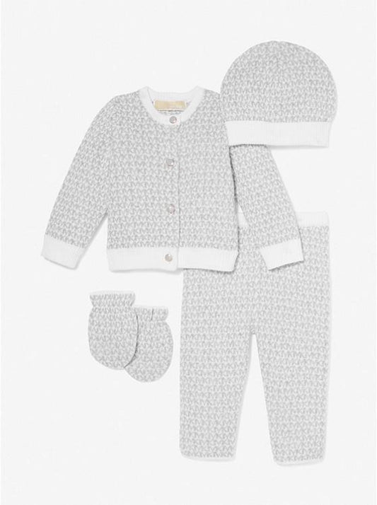 Logo Jacquard Cotton 4-Piece Baby Gift Set