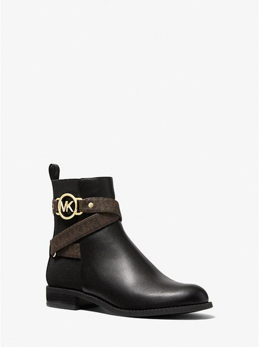 Rory Faux Leather and Stretch Knit Ankle Boot