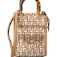 FENDI Sunshine Mini Raffia & Leather Tote