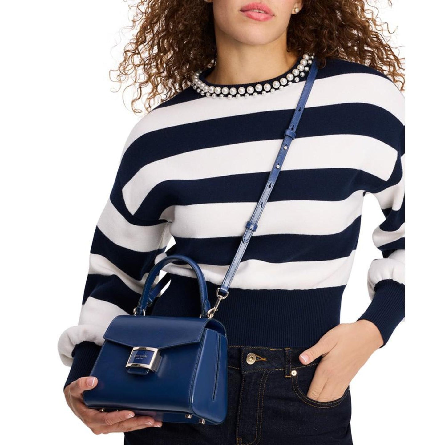 Katy Shiny Textured Leather Top Handle
