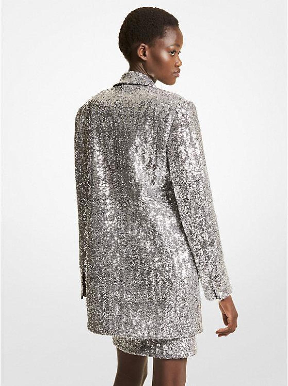 Sequined Double Crepe Sablé Boyfriend Blazer