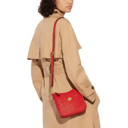 Embossed Signature Leather Chaise Crossbody 19