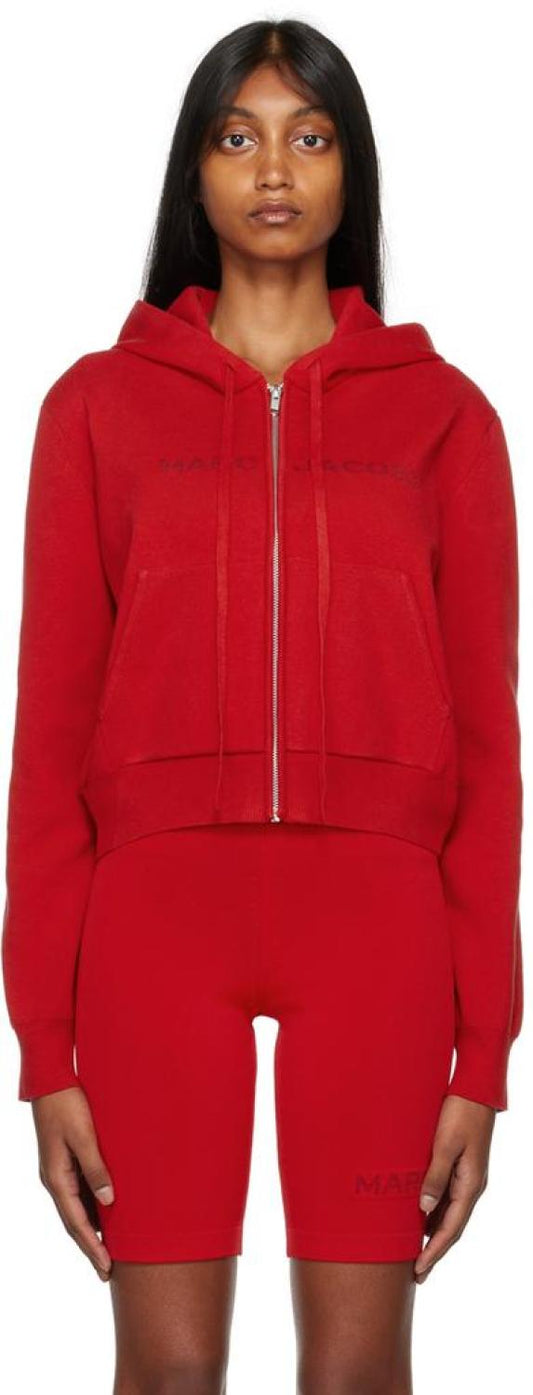 Red 'The Cropped Zip Hoodie' Hoodie