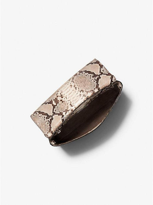 Ali Fringed Python Embossed Leather Clutch