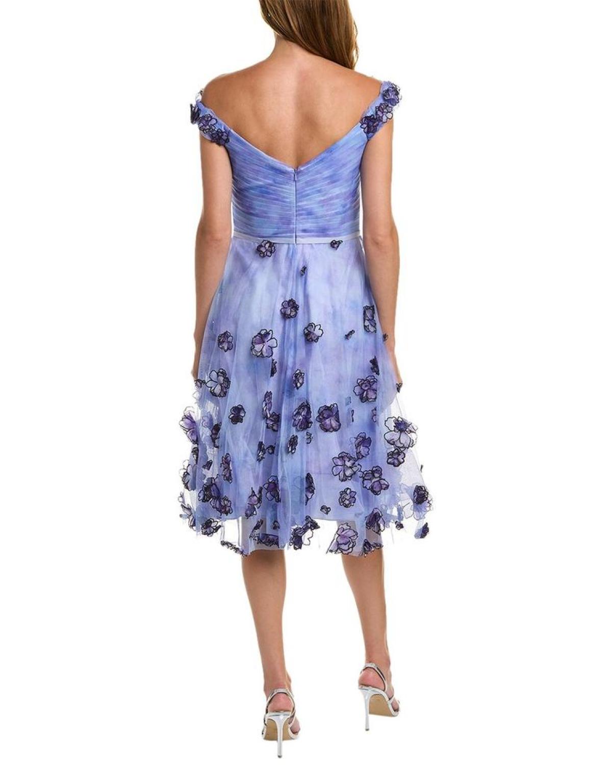 sachin and babi light blue dress MARCHESA NOTTE Black/Multi Poly Beaded Embroidery Fringed Cocktail Dress US  2/4 main image 1