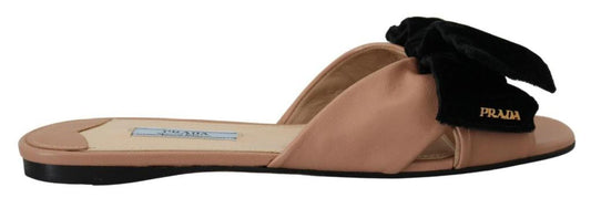 Prada  Leather Sandals Slip On Flats Women's Shoes