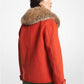Faux Fur Trim Wool Blend Peacoat