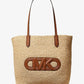 Eliza Extra-Large Empire Logo Straw Tote Bag