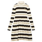 Big Girls Sweater Knit Lurex Fit and Flare Turtleneck Stripped Dress