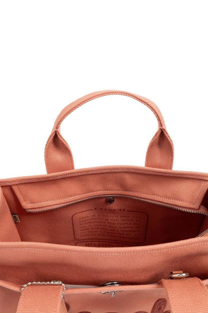 Coach Logo Flocked Zip-Up Tote Bag
