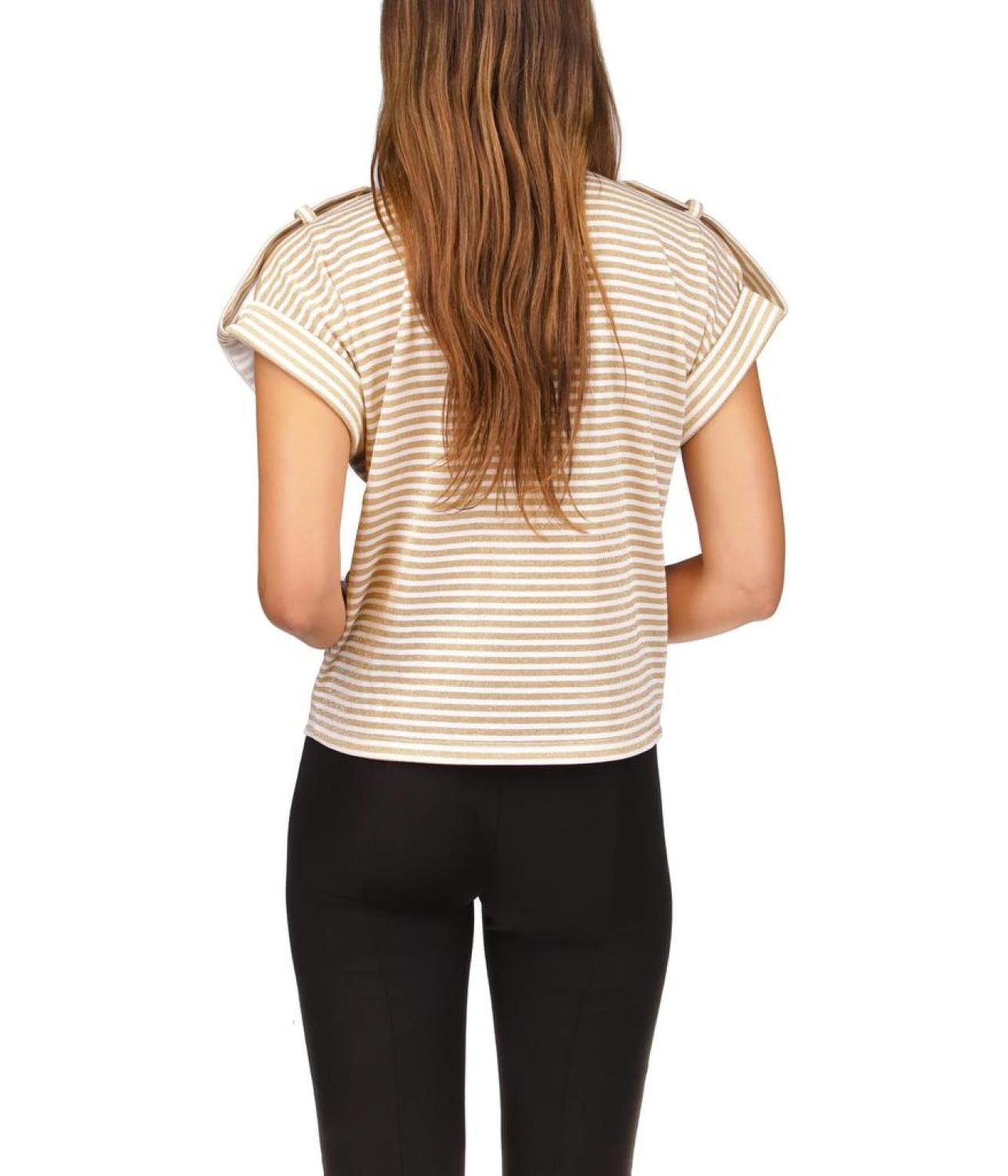Stripe Snap Epaulette T-Shirt