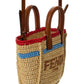 FENDI Sunshine Mini Raffia & Leather Tote
