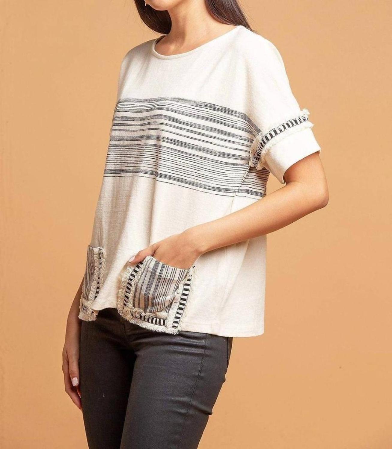 Pocket T-Shirt In Black/white Stripe