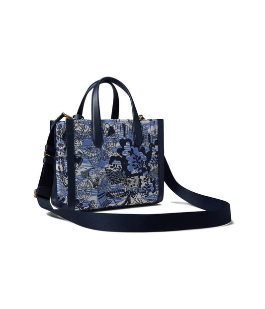 Manhattan Walk In The Park Toile Jacquard Fabric Small Tote