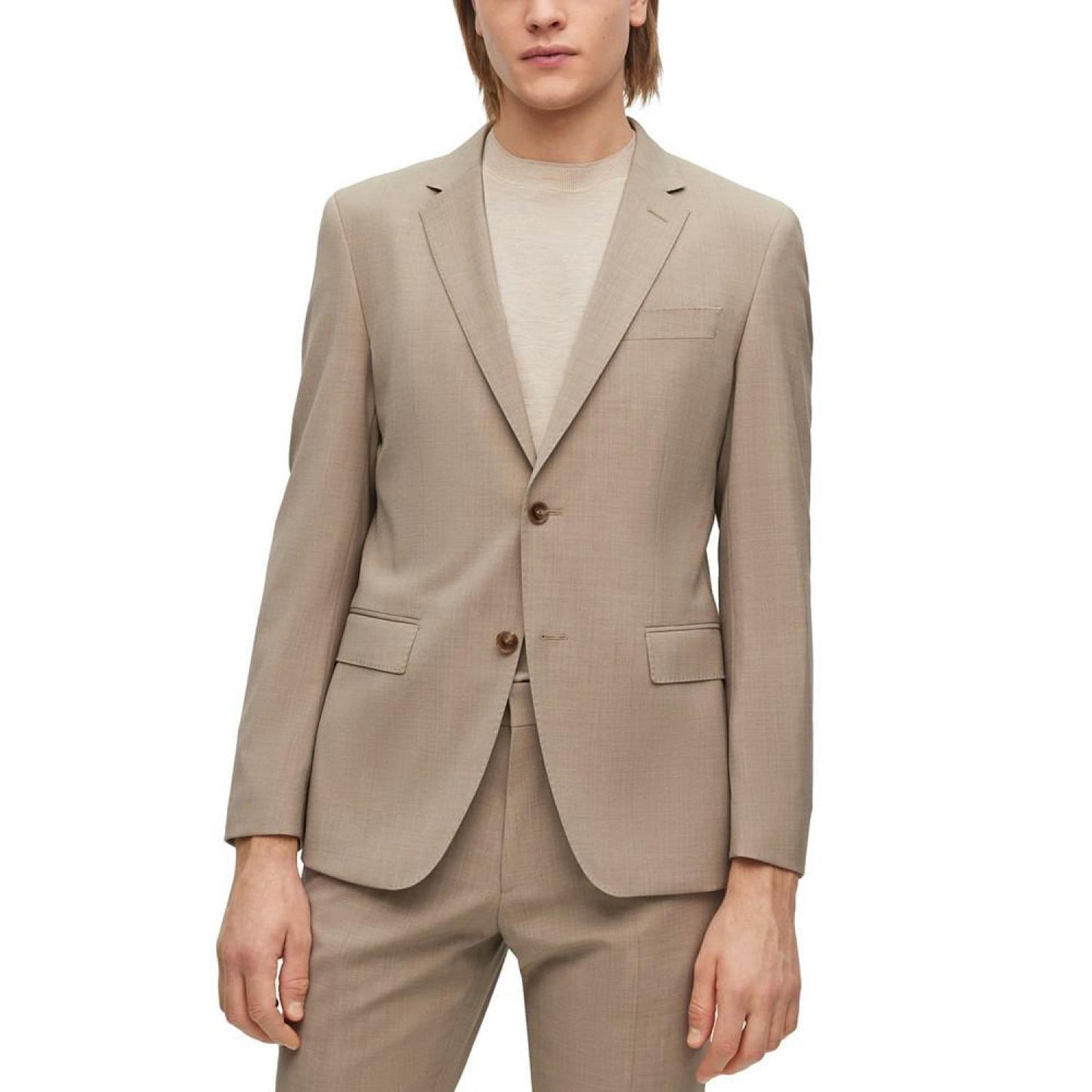 Men's Slim-Fit Melange Stretch Wool Suit, 2 Piece Set