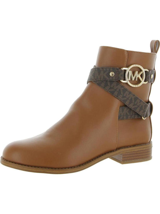 Rory Womens Faux Leather Logo Ankle Boots