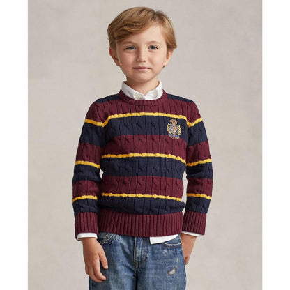 Toddler and Little Boys Polo Crest Striped Cotton Sweater