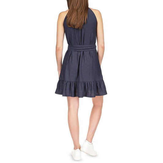Womens Belted Mini Fit & Flare Dress