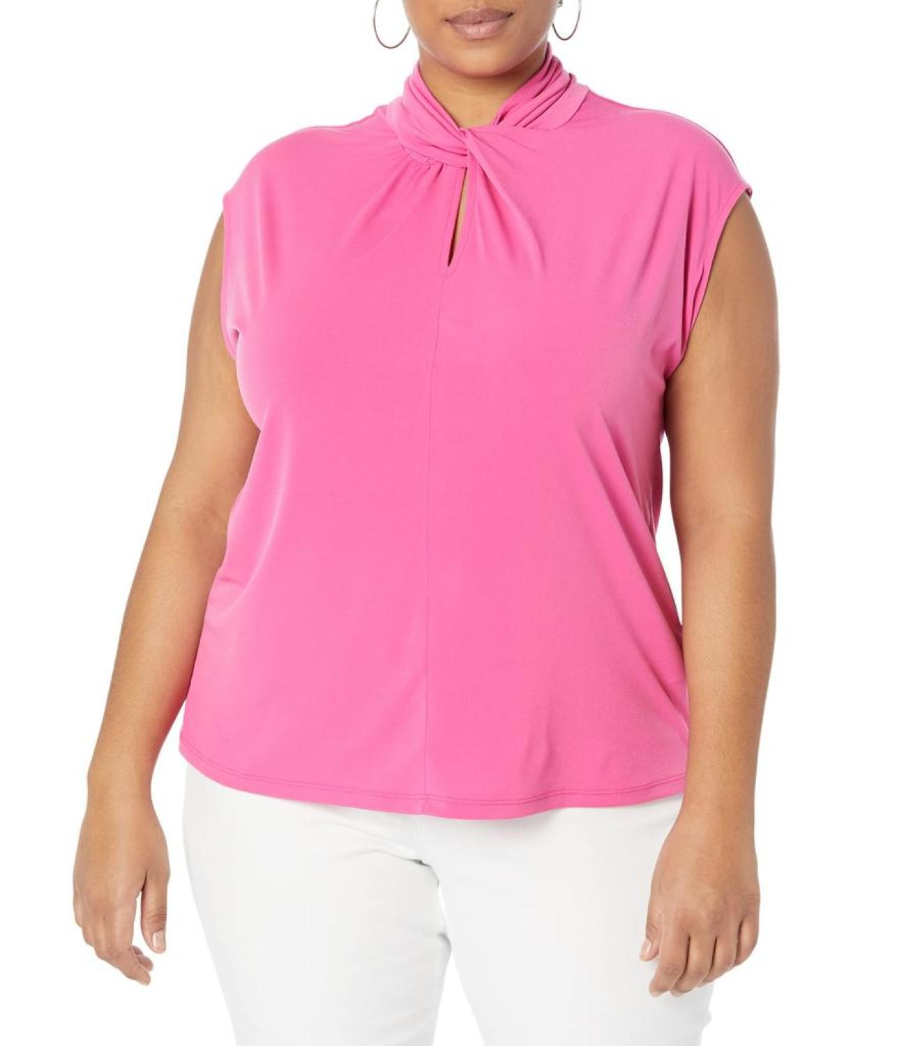 Plus Size Twist Neck Sleeveless Top