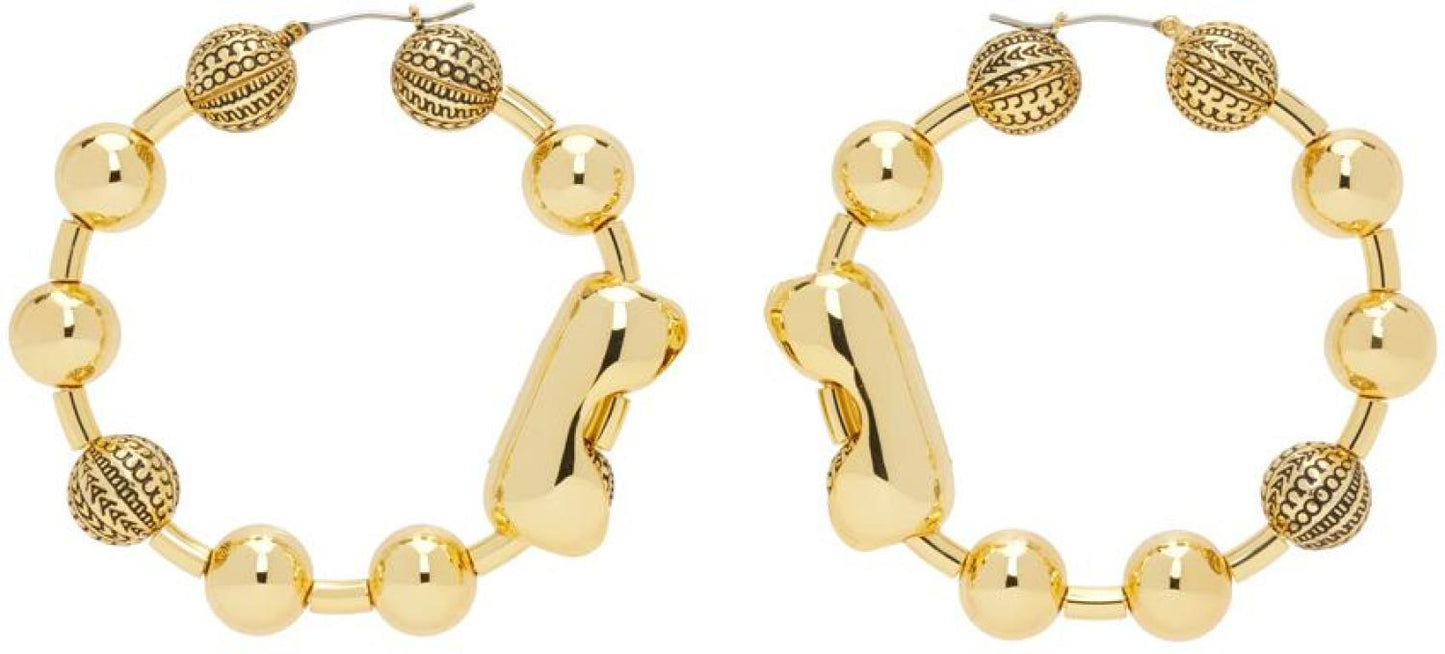Gold 'The Monogram Ball Chain Hoop' Earrings