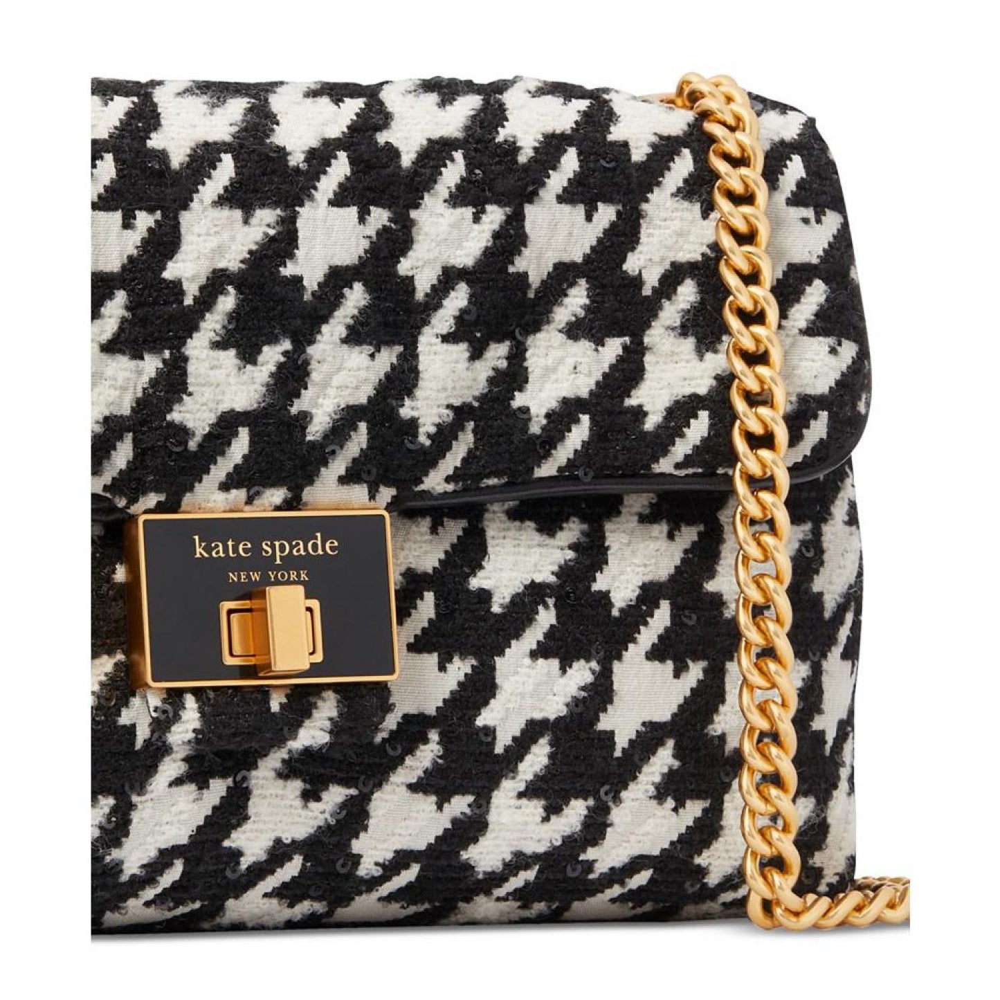 Evelyn Sequin Houndstooth Fabric Medium Convertible Shoulder Bag