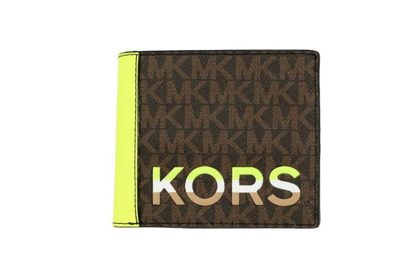 Michael Kors Cooper  Neon Signature Leather Graphic Logo Billfold Women's Wallet