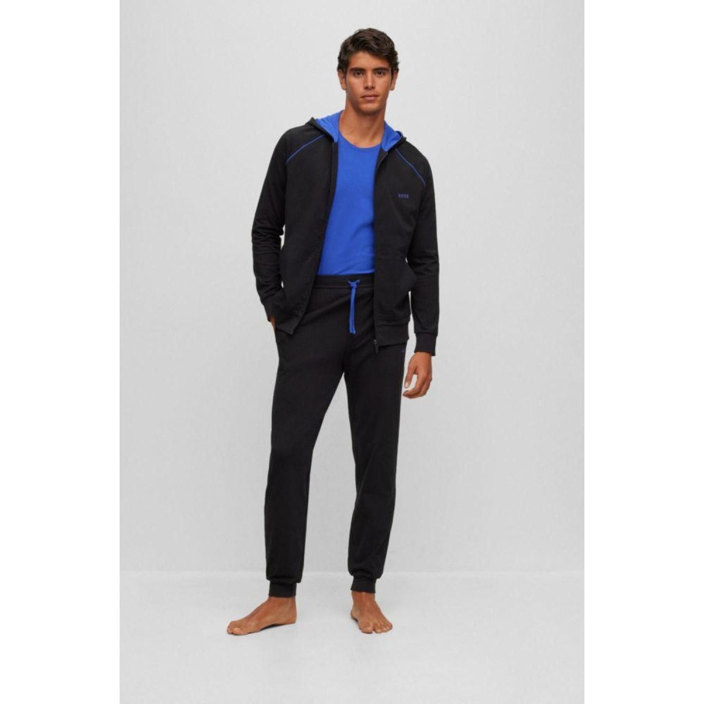 Stretch-cotton tracksuit bottoms with embroidered logo