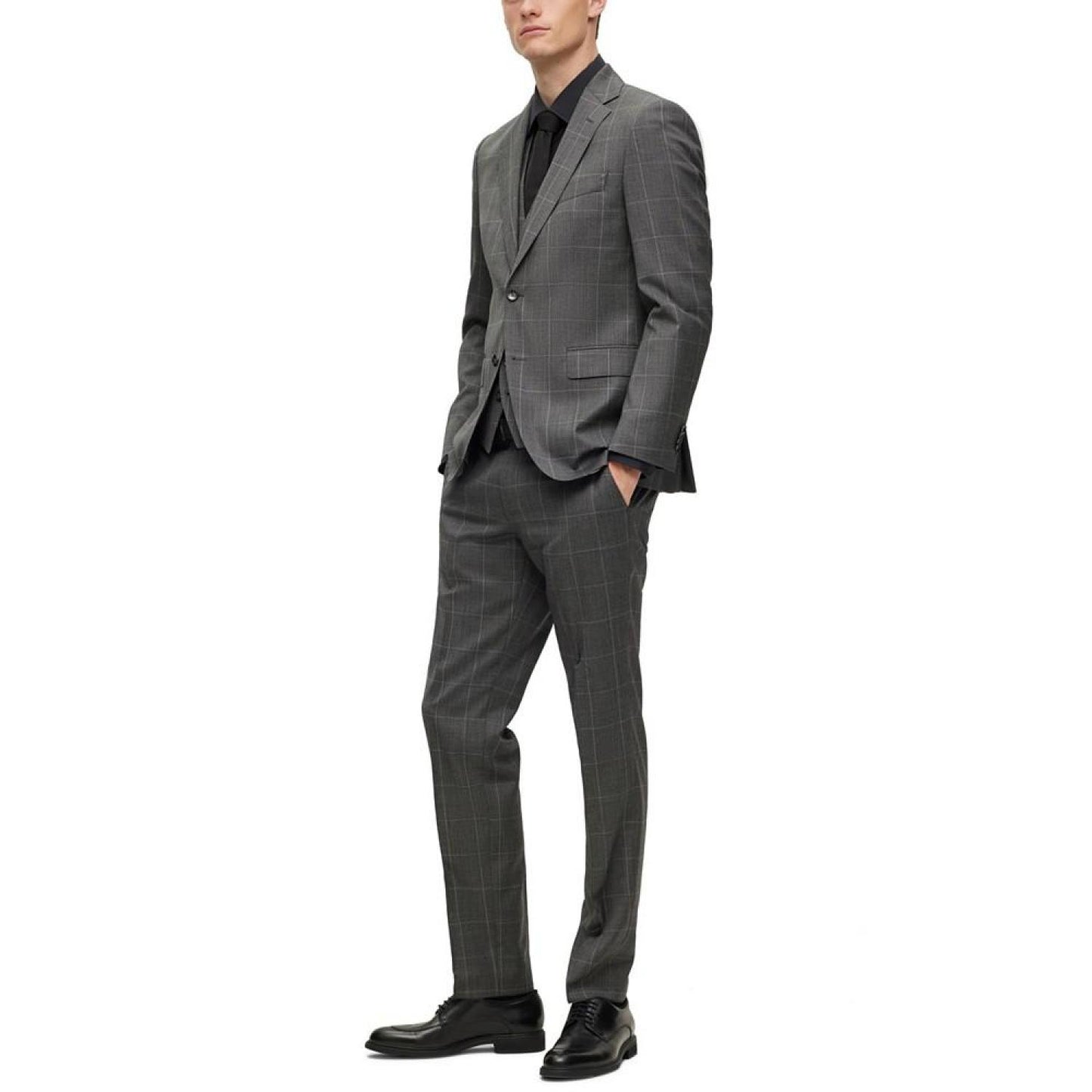 Men's Three-Piece Regular-Fit Checked Suit