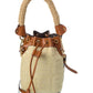FENDI Mon Tresor Mini FF Raffia & Leather Bucket Bag