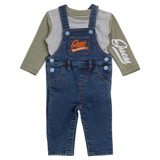 Baby Boys Embroidered Shirt and Denim Overall, 2 Piece Set
