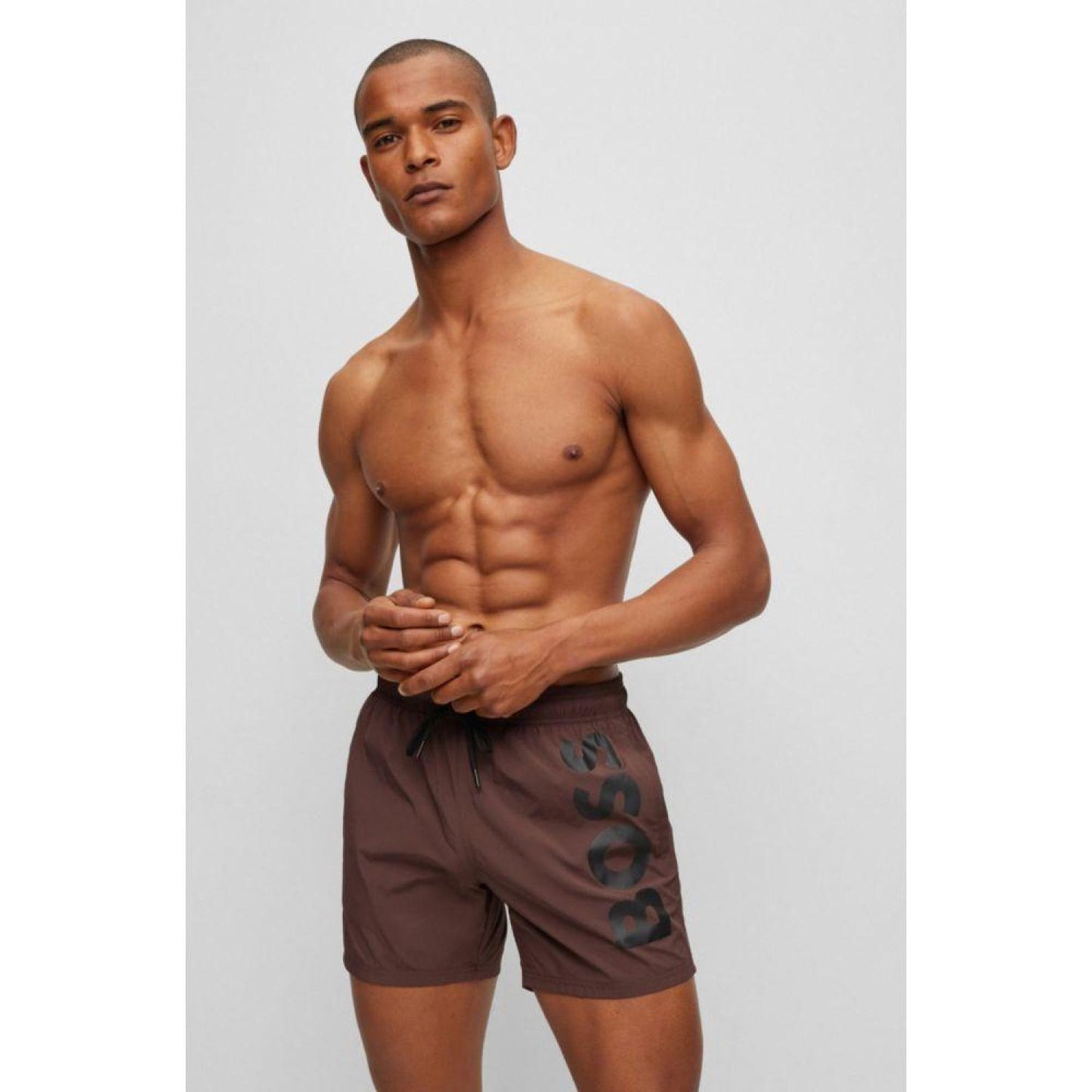 Quick-dry swim shorts with large logo print