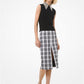 Tartan Wool and Cotton Slit Pencil Skirt