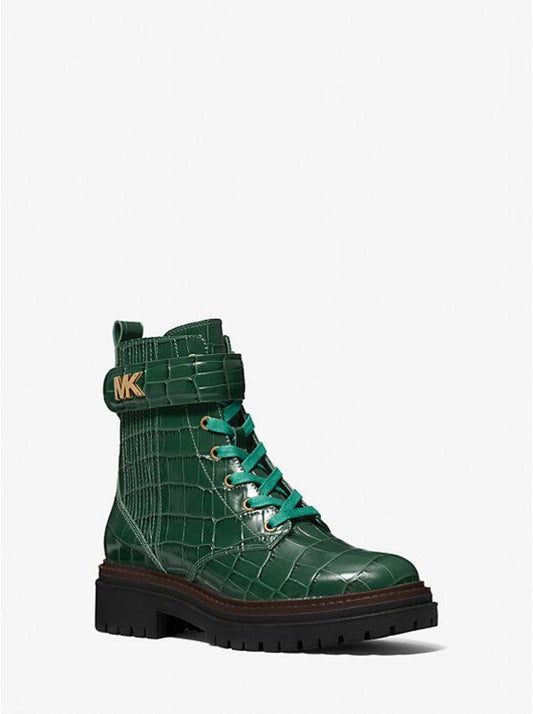 Stark Crocodile Embossed Leather Combat Boot
