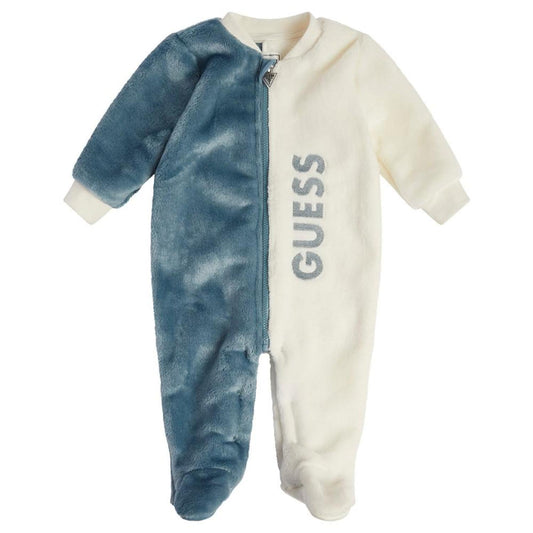 Baby Boys Faux Fur Color Block Full Zip Up Footed One Piece Set