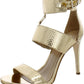 Amos  Womens Leather Ankle Strap Heels