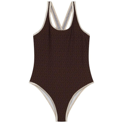 Brown Monogram-Print Sleeveless Swimsuit