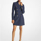Metallic Pinstripe Double Crepe Sablé Tuxedo Dress