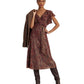 Print Ruffle-Trim Metallic Chiffon Dress
