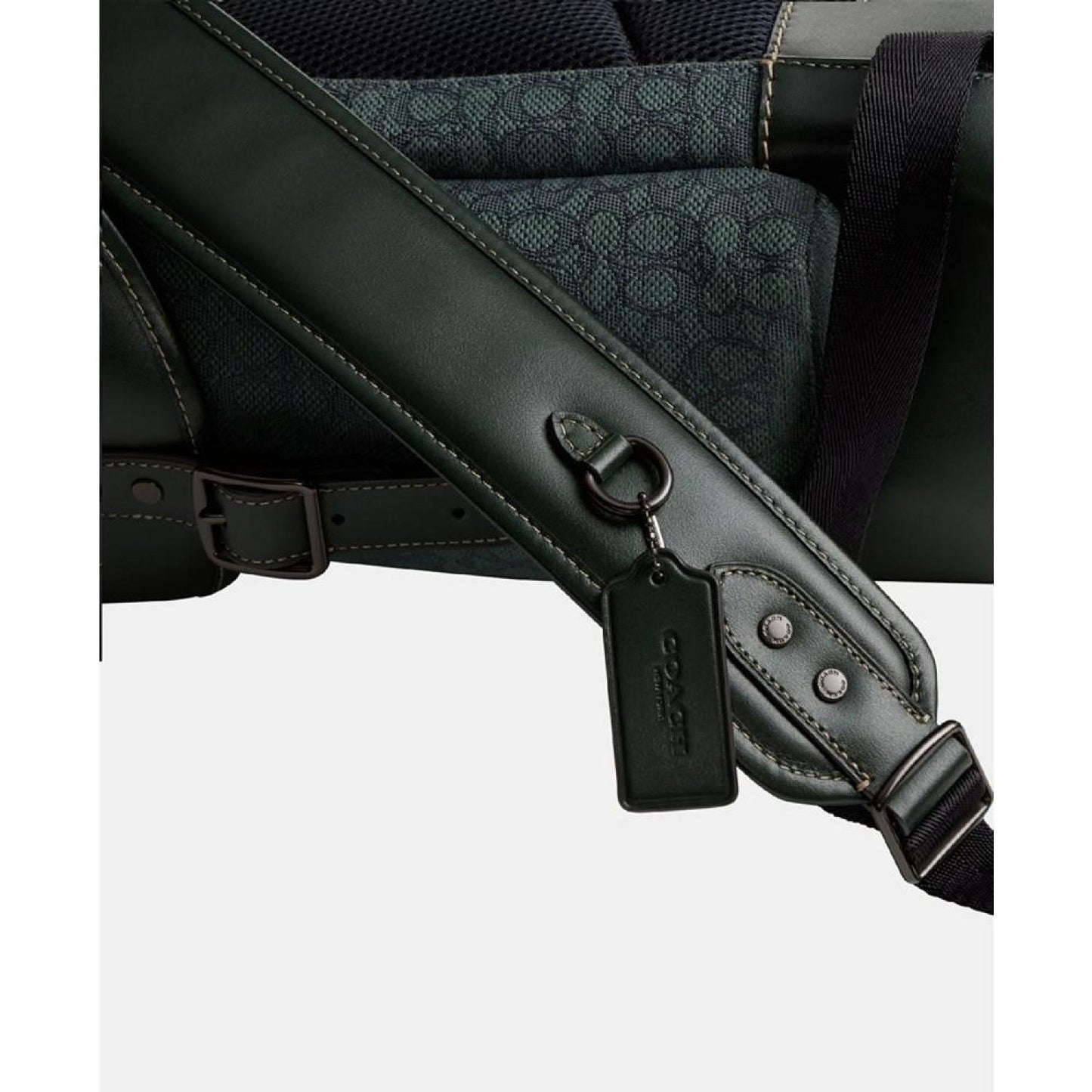 Leather Hitch Backpack in Micro Signature Jacquard