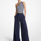 Striped Ribbed Stretch Viscose One-Shoulder Tank