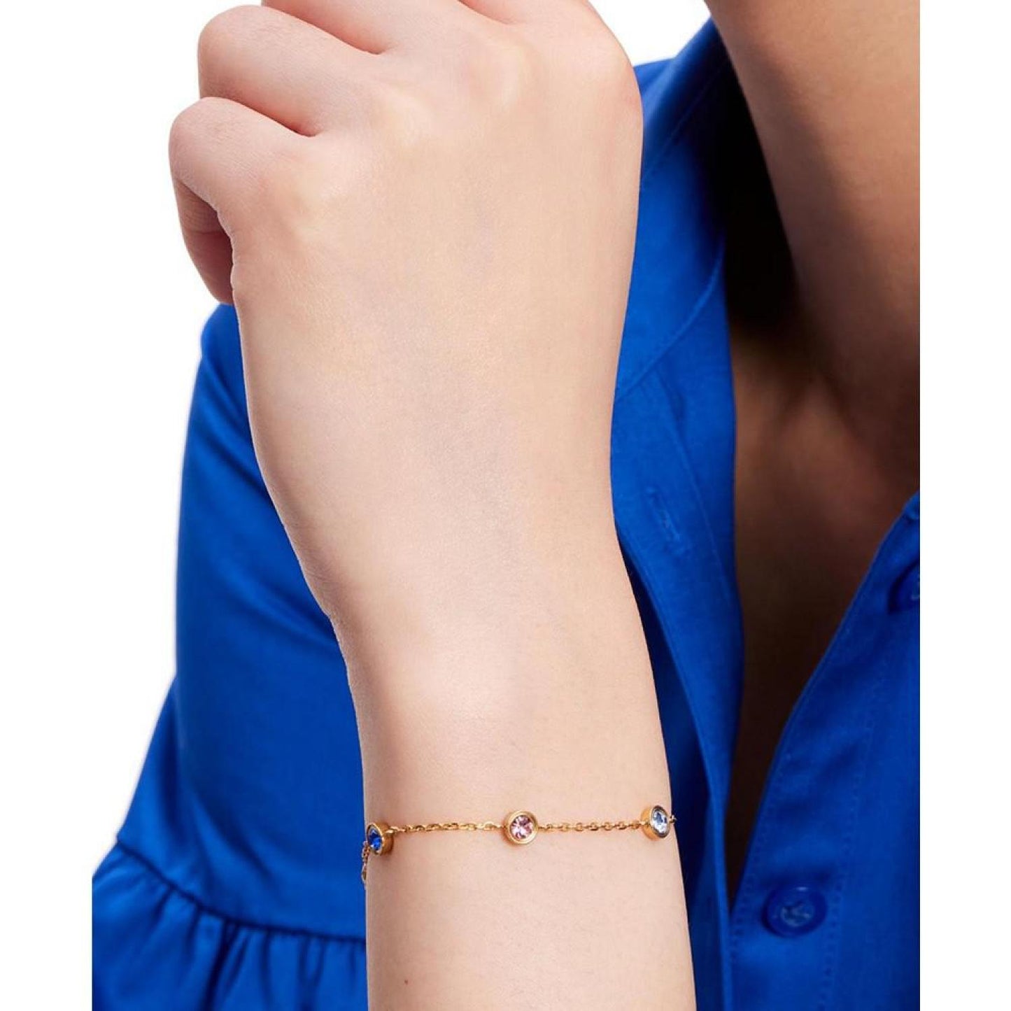 Cubic Zirconia Station Link Bracelet
